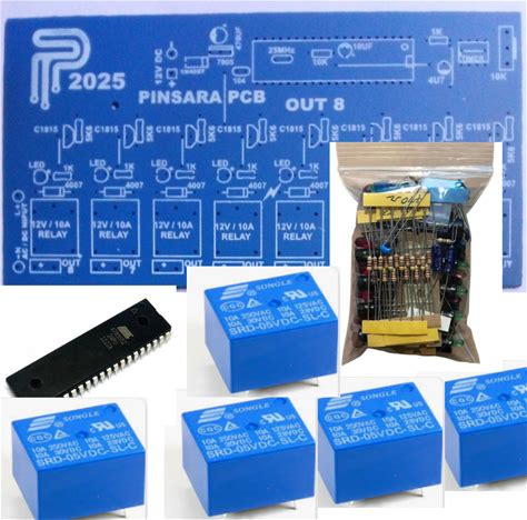 AT 89S52 Atmel 8051 Microcontroller Series 8 Channel Relay Output PCB DIY KIT