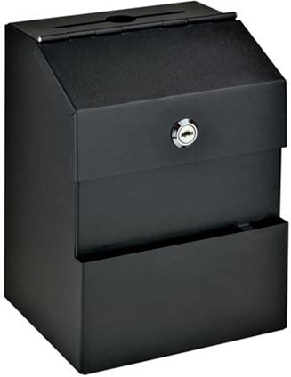 Mail Boss Comment Boss 8100 Locking Steel Suggestion Box - Key Drop Box - Collection Box - Donation Box - Ballot Box - With 25 Suggestion Cards (Black