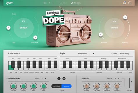 UJAM Beatmaker Dope 2 Boom Bap Virtual Drum Machine Beat Creation Software With 10 Drum Kits, 60+ Styles, 690 Patterns, Multiple Audio Outs, And