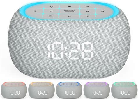 Anjank White Noise Sound Machine Alarm Clock With Bluetooth Speaker, 21 Relaxing Sounds, 7 Night Lights,0 100% Dimmer/Sl