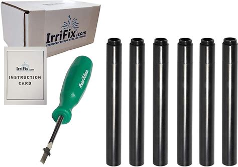 Irrifix Box Set - Rain Bird Popup Riser Extensions 1800EXT | Rainbird Universal Sprinkler Extenders 1800-EXT | Set Of 6 With Instruction Card & Rotortool Screwdriver