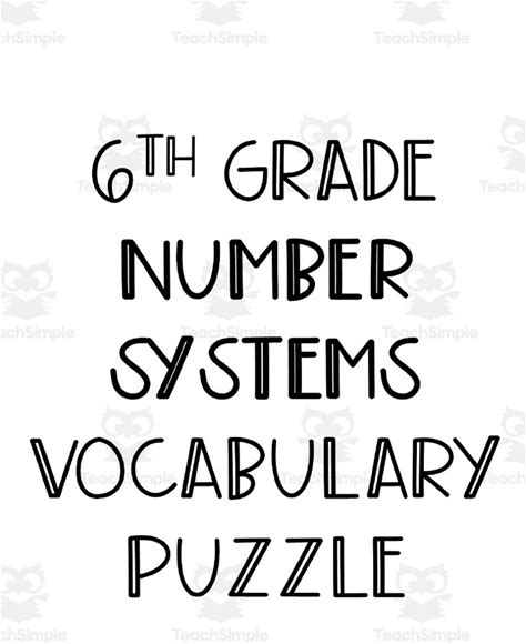 6th Grade Number Systems Crossword Puzzle