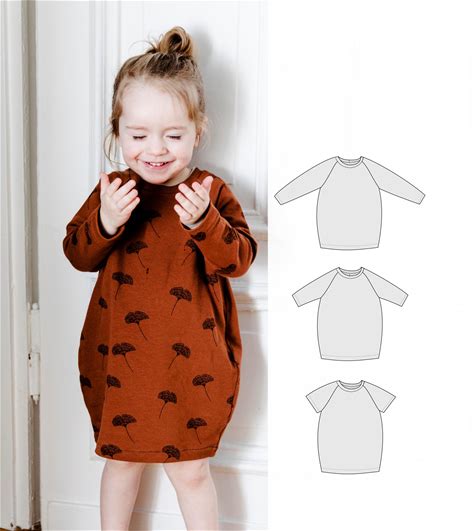 Cocoon Dress Sewing Pattern, Girls Dress Sewing Pattern, Sweatshirt Dress Pattern For Girls, 3 Months To 6 Years, Toddler Dress Pattern