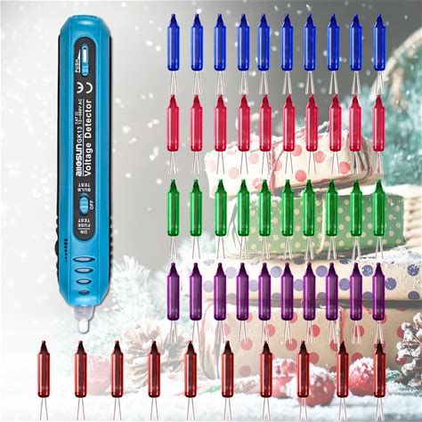 Allsun Christmas Light Tester With 50Pcs 2.5V Bulbs, Non-Contact Voltage Tester And Repair Tool, 12-600Vac Christmas Tree Light Tester For Holiday St