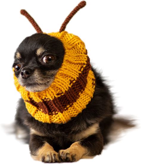 Zoo Snoods Bumble Bee Costume - Knit Dog Snood Ear Wrap For Pets, Warm Neck Cover For Halloween And Winter (Small)