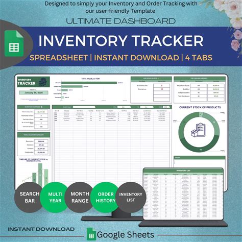 Inventory Tracker Spreadsheet, Google Sheets, 2025 Inventory Template Sheet, Inventory Log List, Inventory Order Management Business Tracker