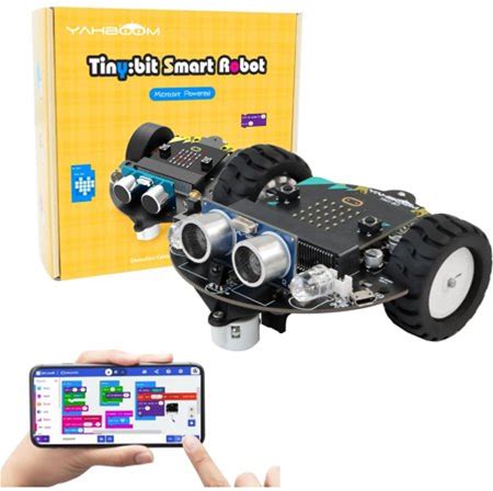 Yahboom Microbit V2 Start Robotic For Kids STEM Education Toy Car Kit DIY Programmable With Tutorial Super Cost-Effective (Robot With Micro:Bit V2)