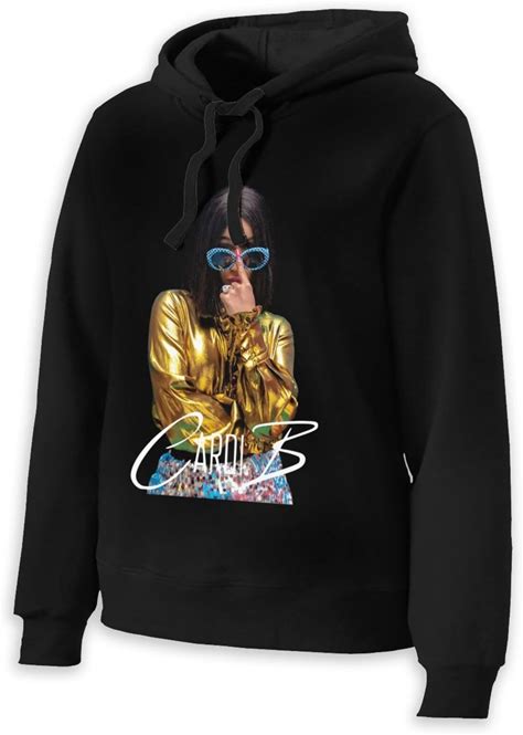 Cardi Musics B Hoodie Women's Sweatshirt Hooded Pullover Fashion Long Sleeve Shirt Large Black
