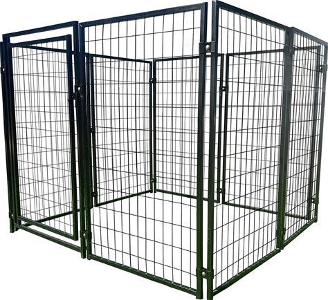 ALEKO Steel Dog Kennel Playpen | Indoor Outdoor Pen For Small/Medium/Large Puppy/Dog | 5'X5'x4' Large Galvanized Steel Kennel| Anti-Rust | Portable