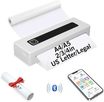 Portable Thermal Printer, Mobile Bluetooth Inkless Printer For Travel Home Use, Support US Letter/A4/8.5"X11" Thermal Paper, Compatible With Android I