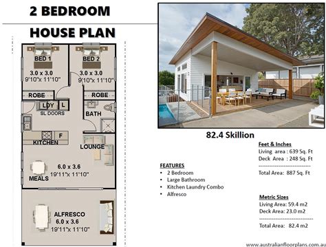 Modern 2-Bedroom Granny Flat / ADU - 59.4 Sq Meters (639 Sq Ft) | Compact Skillion Roof Design | Ideal Tiny Home Or Secondary Dwelling