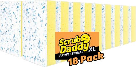 Scrub Daddy Eraser Daddy XL - Large Melamine Foam Sponges For Cleaning - Dual-Sided White Eraser Sponges For Wall Cleaning - Removes Dirt & Scuffs - Water-Activated (18 Count)