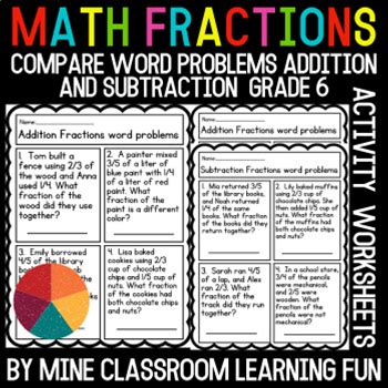 Word Problems In Addition And Subtraction Fractions, Grade 6