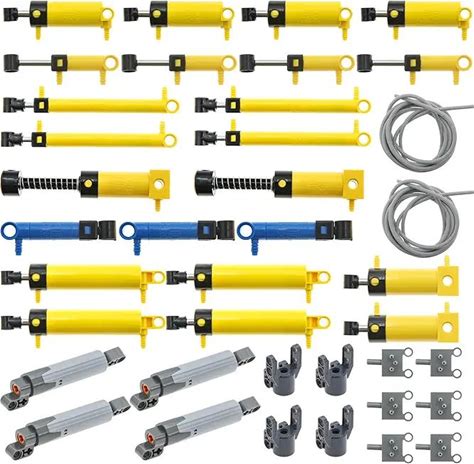 35Pcs Pneumatic-Technic-Parts Kit Compatible With Lego-Pneumatic Cylinders-Air-Pump Pressure Rod Switch Piston Hose Technic Linear Actuator MOC-Replacement-Parts.