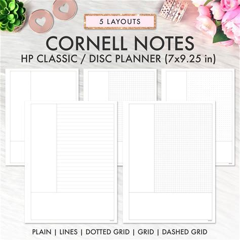Cornel Notes, Cornell Notes Taking, Cornell Notes Template, Cornell Notes PDF, Student Note Taking Printables, Classic Happy Planner Inserts