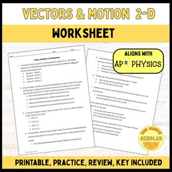 1.5 Vectors And Motion 2D Kinematics Printable Worksheet AP Physics 1 Practice