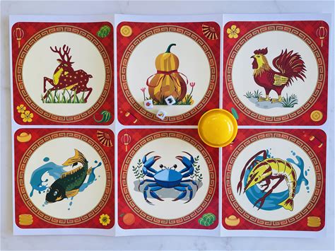 Gourd Fish Shrimp Crab Dice Game With A Shaker/Chuck A Luck Game/BAU Cua Ca Cop Game/BAU Cua Tom Ca/Klah Klok With A Shaker