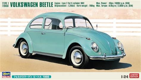 Hasegawa 1/24 Scale Volkswagen Beetle Type 1 1966 Plastic Model Kit 20732. Hasegawa. Blue. Automotive. 4967834207325.