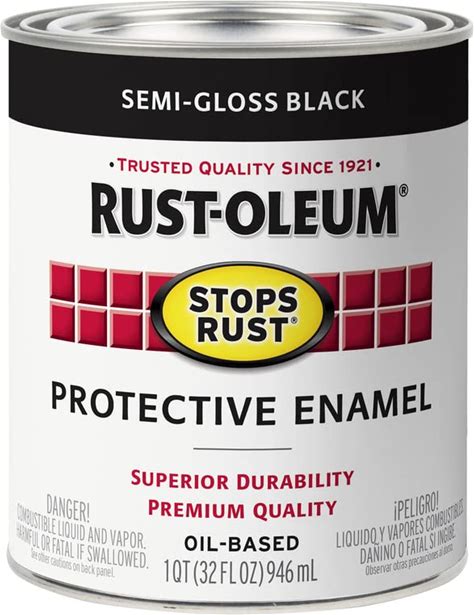 Rust-Oleum Stops Rust Semi-Gloss Black Oil-Based Industrial Enamel Paint Quart