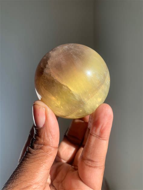 Yellow Fluorite Sphere | 59Mm| High Quality Healing Crystals Stones | Rocks And Minerals | Mexico Mineral Specimen