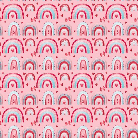 Valentine Rainbows & Bows Fabric - Pink - Fabric For Sewing & Crafts, Quilting Cotton - Value / Half Yard - 18" X 45"