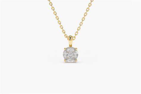 Diamond Solitaire Necklace / 0.25Ctw 14K Solid Gold Illusion Setting Brilliant Diamond Necklace/ Dainty Diamond Necklace /