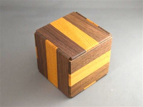 Japanese Yosegi Zaiku Karakuri Gimmick Wooden Puzzle Box 6 Steps Japan F/S NEW