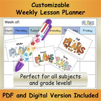Editable Weekly Lesson Plan Template For Teachers -Google Slides & Printable PDF
