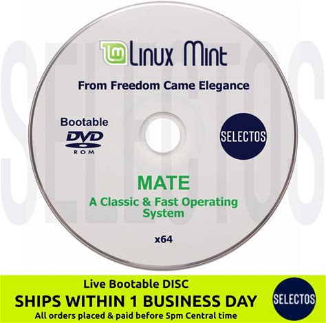 Linux Mint 22 Wilma Mate Edition Live CD Bootable Disc Linux OS X86 64Bit. SELECTOS. Operating Systems. SUSB004.
