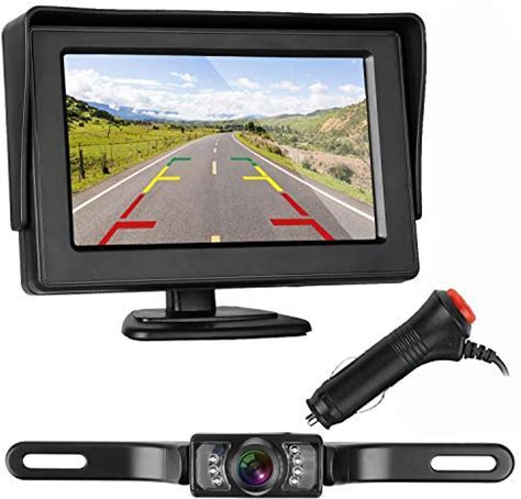 ZSMJ Backup Camera And Monitor Kit HD 720P Easy Installation For Car/Suv/Pickup/Truck/Van/RV/Trailer Single Power Rear View System Driving/Reversing