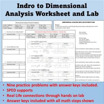 Intro To Dimensional Analysis (Worksheet And Lab)