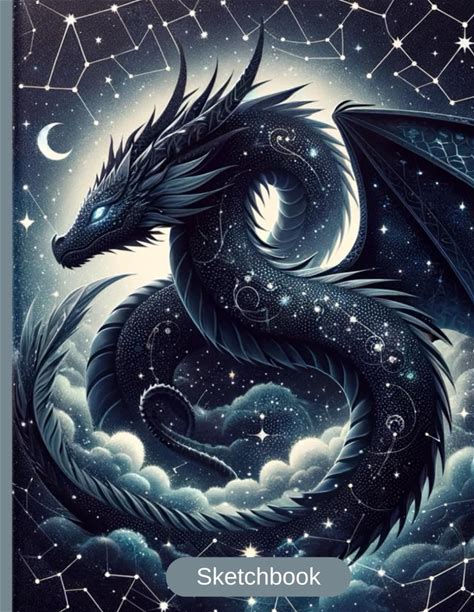 Night Sky Dragon Sketchbook For Drawing, 100 Pages