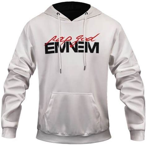 Eminem Merch Rap God Marshall Mathers Eminem Silhouette White Hoodie