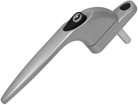 U Pvc Universal Window Handle Inline Locking Espag Double Glazing Satin Silver 15mm