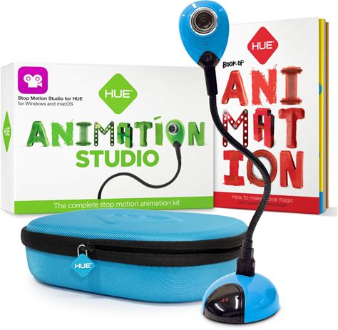 HUE Animation Studio: Complete Stop Motion Kit (Camera, Software, Book) For Windows/Macos (Blue) With Carry Case