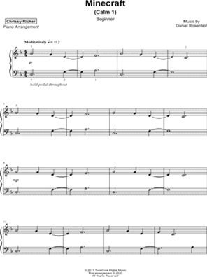 Minecraft (Calm 1) [Beginner] Sheet Music By Chrissy Ricker - Piano Solo