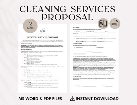 Cleaning Proposal Template - Professional Cleaning Business Proposal - Commercial Cleaning Proposal Form PDF - Cleaning Service Contract