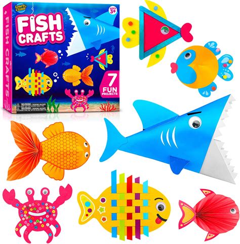 LC Crafts Arts And Craft Kit For Toddlers Ages 3, 4, 5 Years - Create 7 Fun Fish Characters