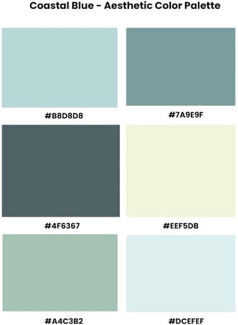Coastal Blue Color Palette | Ocean Aesthetic Tones | Calm Blue Branding Colors | Digital Color Scheme