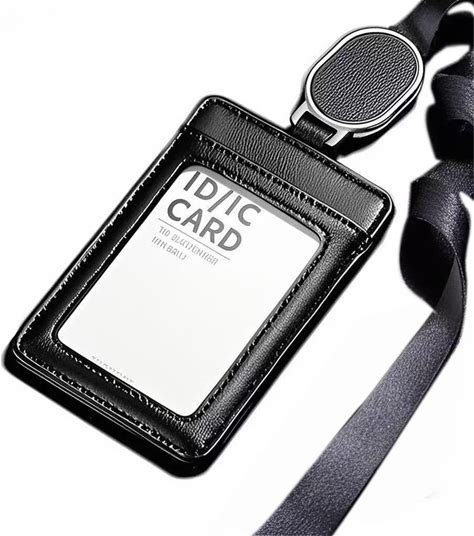 Weigav Leather Work ID Clip, Stretchy ID Clip With Shoulder Straps, Suitable For Vertical Leather ID Cards Of Work, School And Office Staff, Black