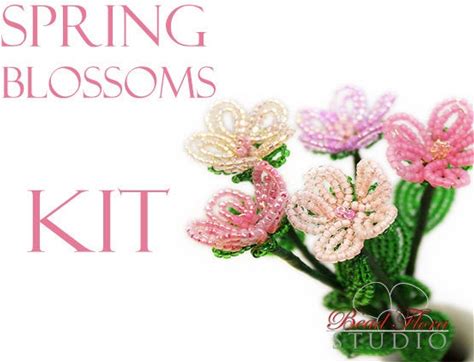 KIT - Introduction To French Beaded Flowers Pink Spring Flowers Beginners Kit