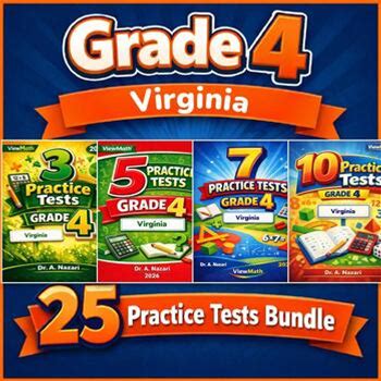 Virginia SOL Grade 4 Math Practice Tests Bundle: 25 Unique Full-Length Tests