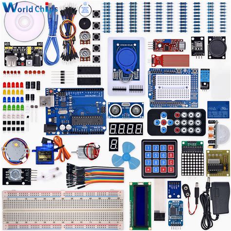 Starter Kit For Arduino R3 Project R3 Breadboard Step Motor LCD Jumper Wire Ultrasonic Sensor