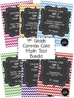 4th Grade Math Test Bundle: ALL Common Core Standards-6 Units-Entire Year