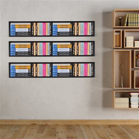 3Pcs Black CD Racks Stand Organizer CD Wall Mount Rack DVD Holder Media Storage Floating Shelf