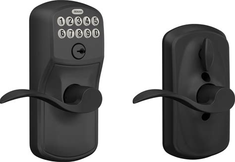 Schlage Plymouth Keypad Entry With Flex-Lock And Accent Lever, Matte Black, FE595 PLY 622 Acc | Keypad Door Lock With Handle, Keyless Entry, Push