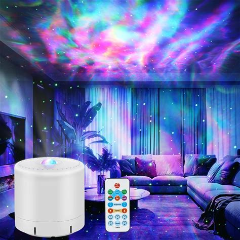 Galaxy Projector Star Night Light With Remote Timer For Bedroom Party Decor 3in. White. Night Lights.