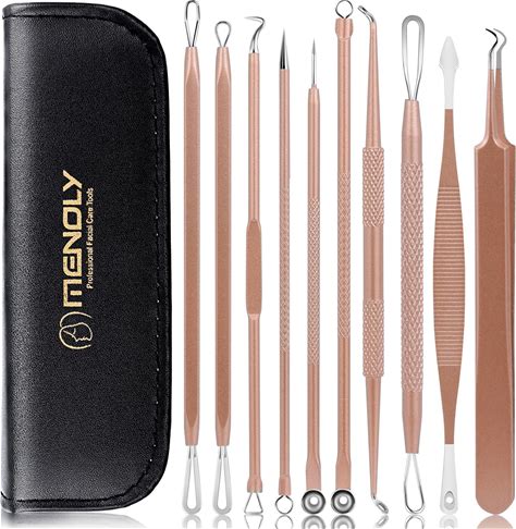 Pimple Popper Tool Kit, MENOLY 10 Pcs Blackhead Remover Comedone Extractor Acne Removal Kit For Blemish, Whitehead Popping,Zit Removing For Nose Face