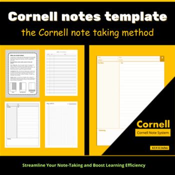 Note Taking Template - CORNELL METHOD - Table Of Contents