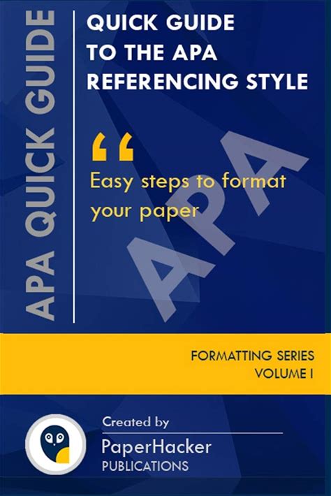 QUICK GUIDE TO THE APA REFERENCING STYLE: Easy Steps To Format Your Paper (FORMATTING SERIES)